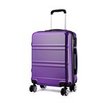 Kono Fashion Hand Luggage Lightweight ABS Hard Shell Trolley Travel Suitcase with 4 Wheels Cabin Carry-on Suitcases (20", Purple)