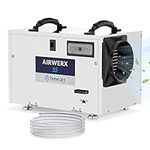 BaseAire Basement Crawl Space Dehumidifier 113 Pint with Continuous Drain Hose, Compact Commercial Industrial Home Dehumidifiers for Basements Crawlspace Garage Attic Whole House, 5 Years Warranty