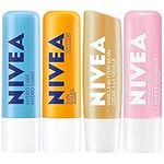 NIVEA Hydrating Caring Lip Balm Moisturizer Gift Pack | 24H Intensive Moisture | For Lasting Soft Smooth Lips | Includes NIVEA Sun SPF30 Lip Balm, Hydro Care Lip Balm, Vanilla Buttercream Lip Balm, Rosehip Oil Lip Balm | 4x4.8g Stick | Easter Gift