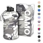 THE GYM KEG Sports Water Bottle Insulated | Half Gallon | Carry Handle | Big Water Jug For Sport | Large Reusable Water Bottles | Ecofriendly, Tritan BPA Free Plastic, Leakproof (Urban Camo,2.2L)