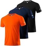 Boyzn Men's 3 Pack Workout Shirts Dry Fit Gym Shirts Moisture Wicking Short-Sleeve Mesh Athletic T-Shirts Black/Navy/Orange-3P10-M