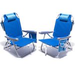 SUNNYFEEL Reclining Beach Chair, 5-Position Lay Flat Lounge Chair, Lightweight Folding Recliner Low Beach Chairs for Adults, Versatile Beach Backpack Chair for Sand, Lawn, Sunbathing, Camping & More