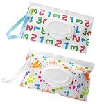 Baby Wet Wipes Pouches,2 Pcs Baby Wet Wipes Dispensers,Travel Wet Wipes Bags, Portable Baby Wipe Case,Reusable Refillable Wet Wipe Holder Bag,Travel Wipe Dispenser for Baby