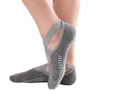 2heet heet Women's Anti Bacterial Anti-Skid Yoga/Pilates/Dance/Ballet Made with Bamboo Cotton Walking & Bikram Fitness Socks with Grips. Set of 1, Multi Color