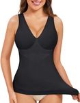 Nebility Shapewear Tummy Control Tank Tops for Women Compression Camisole Tanks V-Neck Cami Shirts Top (Black, X-Large)