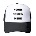 Customized Personalized Design Your Logo Unisex Trucker Hat Custom Mesh Baseball Cap, Black, M