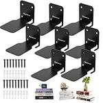 Invisible Floating Bookshelves Wall Mounted, Heavy-Duty Bookshelf Small Metal Shelves Storage Book Organizers, Floating Book Shelf Wall Ledge Shelves for Home Office Classroom Library (Black, 8 Pack)