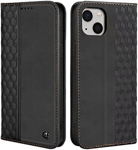 CXTCASE Case for iPhone 13 / iPhone 14, Shockproof PU Leather Flip Folio Cover with Card Slots, Magnetic Wallet Case for iPhone 13 / iPhone 14, Black