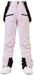 RIUIYELE Women's Detachable Ski Bib Pants Outdoor Windproof Waterproof Snow Pants Insulated Warm Pants Pink S