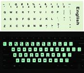 Careflection || 1 Piece Universal English Keyboard Stickers Glow In The Dark, Keyboard Letters Stickers For Computer Laptop Notebook Desktop (English-Glow) - Multicolor