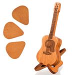 Guitar Pick Box Acoustic Guitar Pick Case with 3 Guitar Picks Wooden Guitar Pick Holder with Stand Guitar Pick Storage Container Guitar Pick Rack Plectrum Case for Guitar Ukulele Bass Players