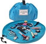 Lay-n-Go Cosmo Drawstring Makeup Bag Organizer, Water-Resistant Cosmetic Pouch for Travel, Stylish & Durable Toiletry Bag, Machine Washable, Large Capacity, 20-Inch, Ocean Blue