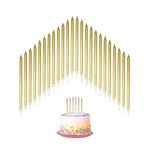 24 PCS Birthday Candles for Cakes, Cake Sparklers with Holders, 13.5CM Long Cake Candles, for Baby Birthday Wedding Party Decoration, Birthday Cake Candles (Gold)