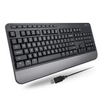 X9 Performance Multimedia USB Wired Keyboard - Comfortable Typing - Ergonomic Full Size Keyboard with Wrist Rest and 114 Keys - External Computer Keyboard for Laptop and Office PC