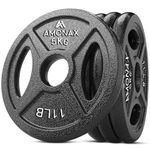 Amonax Cast Iron Weight Plates Set, 2.5kg, 5kg, 10kg Dumbbell Plates for 2 Inch Olympic Weight Plates Bars, Metal Barbell Plates for Weight Lifting Hip Thrust, Steel Weight Plates for Home Gym