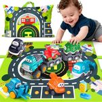 Big Cartoon Truck Car Toys for 1 Year Old Boy with Playmat/Storage Bag|Baby and Toddler Toys 12-18 Months & Age 1-2 with Trailor|1st Birthday Gift for 1 2 Year Old Boy