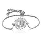 ZIVOM® Silver Initial Alphabet N Letter Crystal CZ American Diamond Adjustable Slider Bracelet Women
