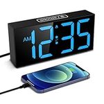 Loud Alarm Clocks for Heavy Sleepers, Digital Alarm Clock with 2.56" Blue LED Digits, 5 Levels Brightness, 4 Volumes, Dual Alarm, Snooze, Battery Backup, USB Charging Port, Bedside Clock for Bedroom