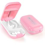 ACWOO Small Pill Tablet Cutter, Portable Pill Splitter for Small and Large Pills Cut in Half Quarter, Cutting & Storage 2 in 1 Tablet Pill Dispenser per Elderly, Child, Dog, Cat, Pet, Travel (Pink)