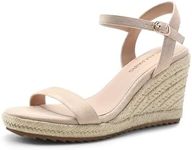 DREAM PAIRS Espadrilles Wedge Sandals for Women, Women's Open Toe Summer Dressy Sandals with Adjustable Ankle Strap and Soft Footbed,Size 8.5,Nude,DWUMWS2502