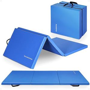 BalanceFrom 2" Thick Tri-Fold Folding Exercise Mat with Carrying Handles for MMA, Gymnastics and Home Gym Protective Flooring (Blue)