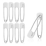 Lxnoap 10 pcs Cloth Diaper Pins Stainless Steel Traditional Safety Pin (White)