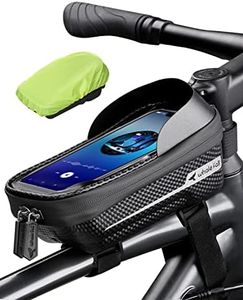 whale fall Newest Hard Casing Bike Bag, Bike Accessories, Never Deform/Waterproof, Bike Phone Holder Bike Phone Mount with 0.25mm Sensitive TPU Touch-Screen, with Rain Cover for Phones under 6.9''