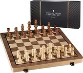 15" Wooden Chess Sets - Chess Board Game | with 2 Extra Queens | Wooden Chess Set | Chess Board Set | Chess Sets for Adults | Chess Sets for Adults & Kids