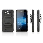 Nokia Lumia 950 Holster, BoxWave® [Dual+ Max Holster] Shell Cover and Belt Clip Holster with Kickstand for Nokia Lumia 950 - Pitch Black