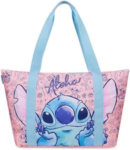 Disney Borse Tote da Donna, Borsa Stitch, Tote Bag Grande, Borsa Shopper, Mare, Spiaggia, Viaggio con Cerniera