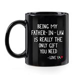 Being My Father-in-law Coffee Mug, Christmas Birthday Gift for Father-in-law, Fathers Day Gift Idea for Father-in-law from Daughter Son in Low, Father-in-law Gifts Coffee Mug for Dad 11 Oz Black