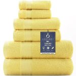 COZYART Light Yellow Luxury Bath Towels Set, Turkish Cotton Hotel Large Bath Towels Bulk for Bathroom, Thick Bathroom Towels Set of 6 with 2 Bath Towels, 2 Hand Towels, 2 Washcloths, 650 GSM.