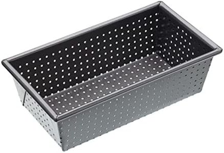 MasterClass KCMCCB20 Crusty Bake Perforated Loaf Tin with PFOA Non Stick, Robust 1 mm Carbon Steel, 2 lb, 21cm x 11cm x 7cm Box Sided Bread Pan, Grey