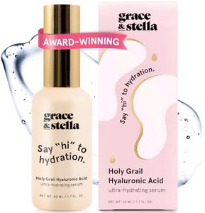 grace & stella Award Winning Hyaluronic Acid Serum (50ml/1.7 fl oz) Hyaluronic Acid Serum for Face - Acido Hialuronico Face Serum for Women - Hydrating Serum Remove Fine Lines, Wrinkles - Anti Aging