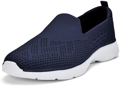 Puxowe Women's Slip-On Walking Tennis Shoes-Comfortable Work Driving Nursing Sneakers Navy Size 7 US