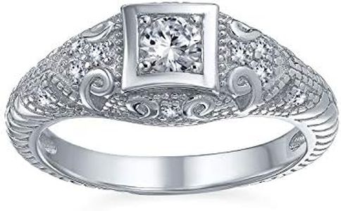 Anillo De Compromiso Solitario Brillante De Princesa De 1Ctw De Estilo Victoriano Vintage Art Deco De Herencia AAA CZ Para Mujeres En Plata Esterlina .925