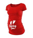 Decrum Womens Red Pregnancy Announcement Shirts | [40022022-AK] Coming Soon Red, S