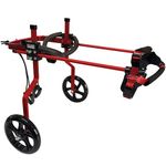 KAJILE Adjustable Dog Wheelchair,Pet Cart,Handicap Dog Weak Hind legs Rehabilitation Training,Soft Harness,Easy Assemble,red,M-2