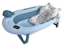 VIVELA - I Foldable, Collapsible, Folding Bathtub for - Baby, Newborn, Infant, Toddler + Temperature Indication Meter + Soft Cushion of 0-3 Years Blue