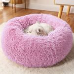 FISTAD Dog Bed Cat Bed, Round Washable Plush Warm Dog Bed Pet Bed with Anti Slip Bottom Suitable for Cat and Small/Medium Dogs (40CM-Pink)