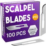 MyMed Disposable Scalpel Blades| #15 Sharp Carbon-Steel Blades | Pack of 100 | Sterile Individual Pouches|Dermaplaning Tool for Face Professional, Podiatry, Crafts & More