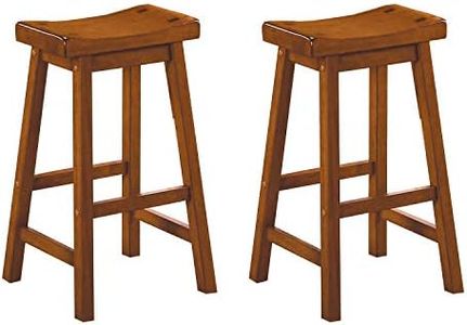 Lexicon Victoria Saddle Solid Wood Bar Height Bar Stool Set of 2 - Saddle Kitchen Stool Dining Height Stools for Dining, Armless Chair Seating, Perfect Casual - 28.5" Oak