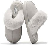 Project Cloud Shearling Slippers for Women Footwear - Genuine Suede Clogs Non-Slip Indoor/Outdoor Scuff Womens Slippers with Memory Foam Insole(Henka, Grey, 6)