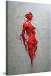 Startonight Canvas Wall Art - Red Woman in the Wall Abstract - Decoration Artwork for Living Room Big Picture Home Wall Decor Print Modern and Contemporary Painting 80 x 120 CM