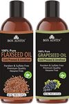 Bon Austin Premium 100% Pure & Natural Cold Pressed Flaxseed Oil & Grapeseed Oil Combo pack of 2 bottles of 100 ml(200 ml)