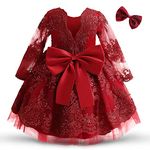 NNJXD Flower Girl Baby Lace Princess Party Pageant Gown Tutu Wedding Dress 790 Red Size(80) 6-12 Months