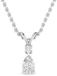 INSPEREZA NEW YORK 1/4 Carat 14k White Gold Pear and Round Lab Grown Diamond Solitaire Pendant Necklace for Women-April Birthstone (Color - G Clarity -SI)