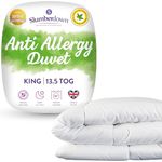 Slumberdown Anti Allergy King Size Duvet - 13.5 Tog Warm Winter Quilt Ideal for Cold & Chilly Nights - Anti Bacterial, Soft Touch Cover, Hypoallergenic, Machine Washable, Size (225cm x 220cm)