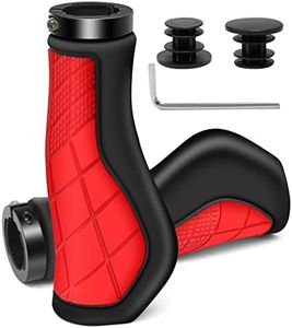 REETEE Puños para Bicicleta Antideslizante Caucho Puños Manillar Bicicleta, Aluminio Cerradura única de 22mm Universal Puños MTB, Mango de Bicicleta Ergonómicos para Bici de Montaña/BMX/Scooter (Rojo)