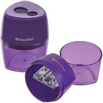 Swordfish ‘Double-Hole Click’ Metal Core Pencil Sharpener with Mess-Free Canister [Pack of 1] 40378 Purple